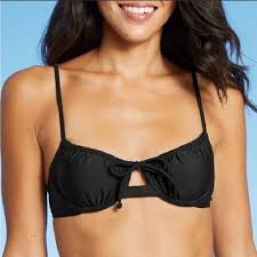 Black Bikini Top with Bow Detail